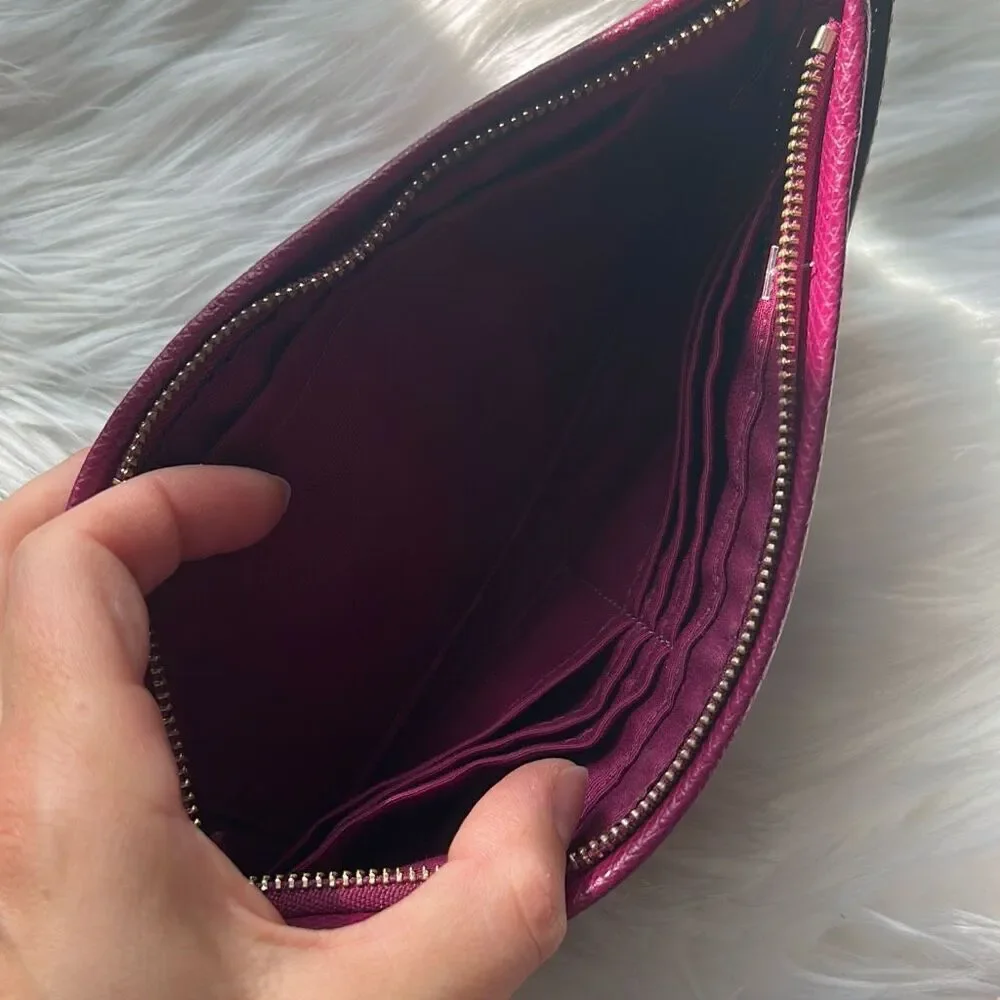 Coach Burgundy Crossgrain Clutch Wristlet Wallet 9x5